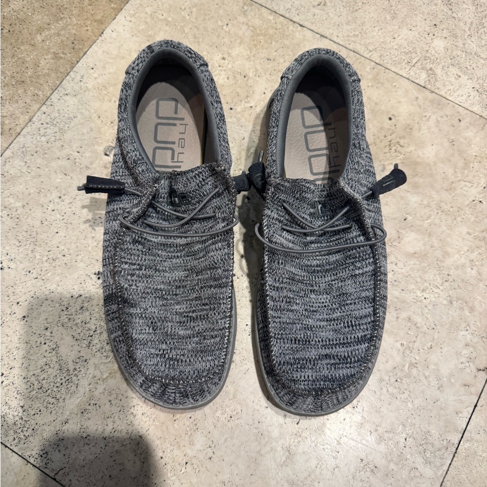 Hey Dude Gray Slip-On Loafers with Knit Fabric